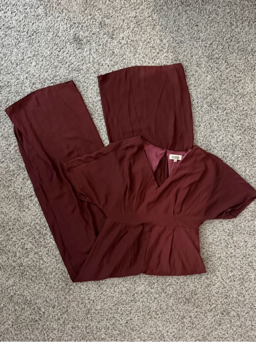 Listicle Burgundy V-Neck Wide-Leg Jumpsuit